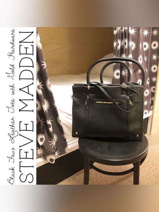 Steve Madden Handbags - Steve Madden Black Faux Leather Tote